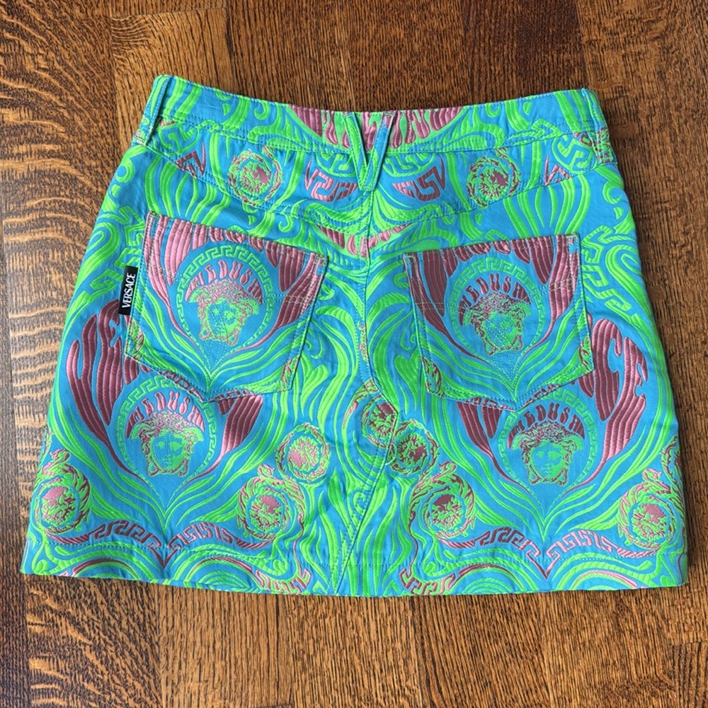 VERSACE PSYCADELLIC PRINT DENIM SKIRT - Picture 5 of 6